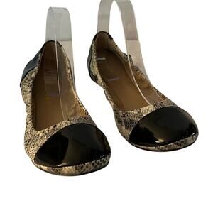 Arturo Chiang Women's Faux Leather Snakeskin Print Ballet Flat Round Toe SZ 9.5
